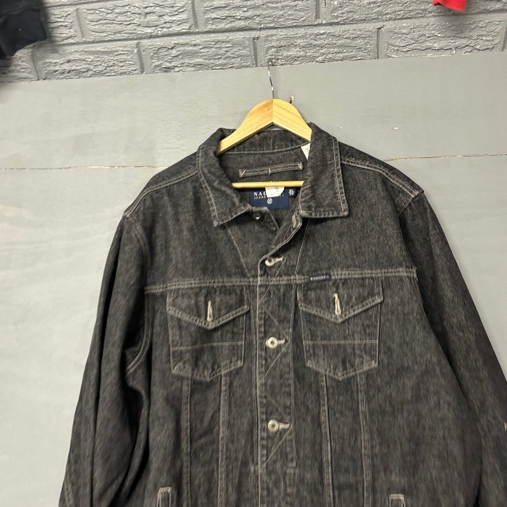 Nautica Jeans Mens Black Denim Trucker Jacket Size‎ XL